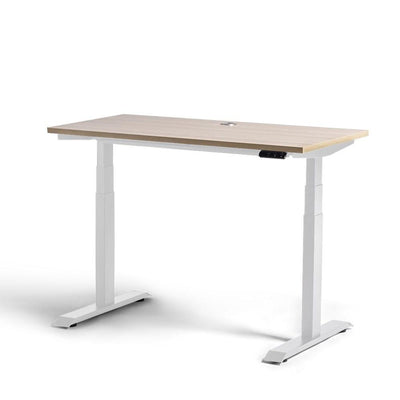 Rise Electric Height Adjustable Desk - White/Oak - Home Office Space NZ