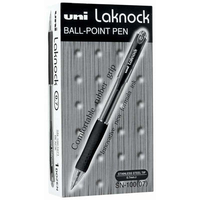 Uni Laknock 0.7mm Fine Black Pens (12 Pack) - Home Office Space NZ
