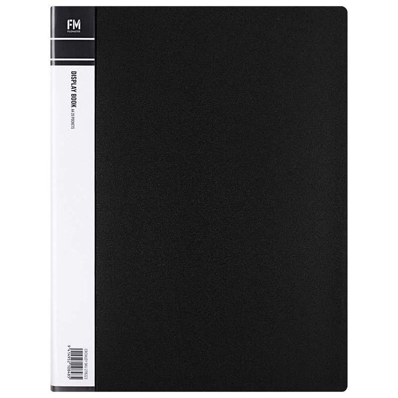 Display Book A4 Black 20 Pocket - Home Office Space NZ