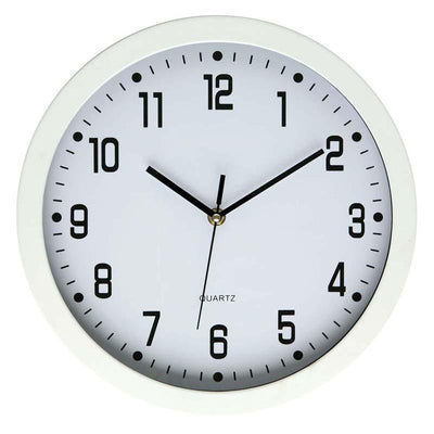 Dixon Clock Wall Round Glass Face White 30cmx30cm - Home Office Space NZ