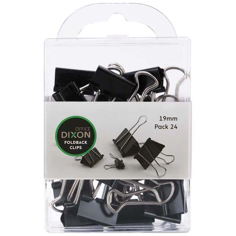 Dixon Foldback Clips 19mm Pack 24 - Home Office Space NZ