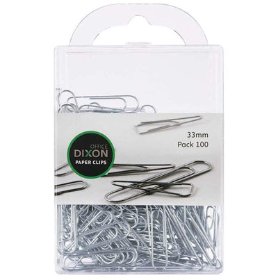 Dixon Paper Clips 33mm Pk 100 Round - Home Office Space NZ