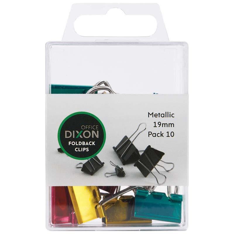 Foldback Clips Metallic 19mm Pack 10 - Home Office Space NZ