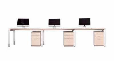 Oblique 3-Person Straight Desk (Adjustable Height) - Home Office Space NZ