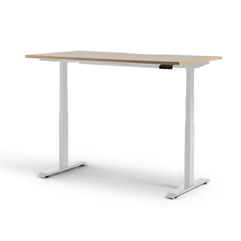 Rise Electric Height Adjustable Desk - White/ Autumn Oak - Home Office Space NZ