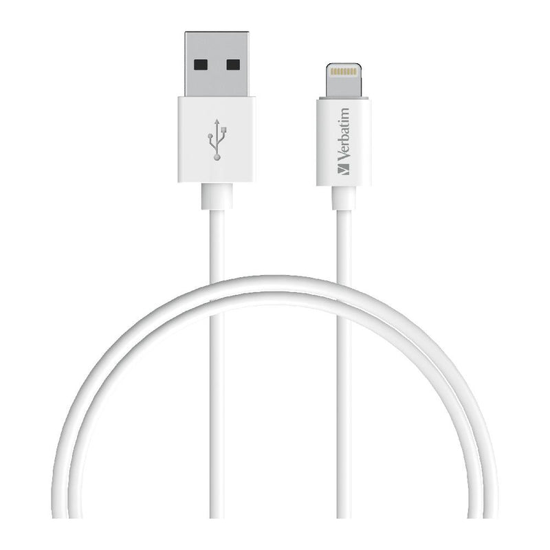 Verbatim Essentials Charge & Sync Lightning Cable 1m White - Home Office Space NZ