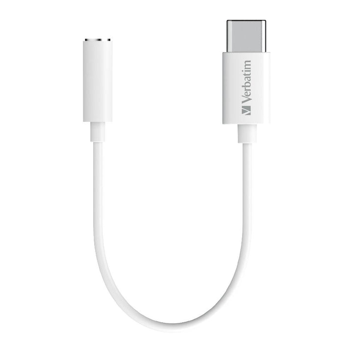 Verbatim Essentials USB-C to 3.5mm Headphone Jack 10cm White - Home Office Space NZ