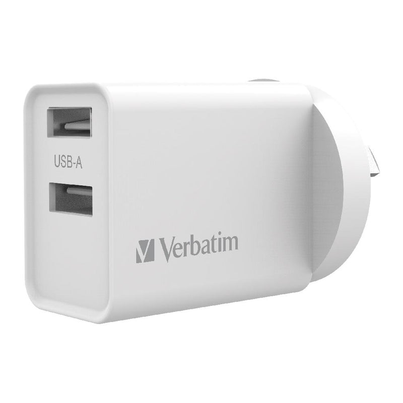 Verbatim Essentials USB Charger Dual Port 3.4A White - Home Office Space NZ