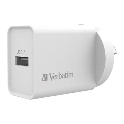 Verbatim Essentials USB Charger Single Port 2.4A White - Home Office Space NZ
