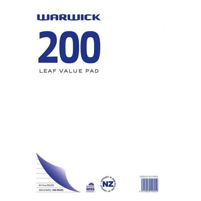 Warwick Pad A4 Value 200 Leaf Ruled 7mm - Home Office Space NZ