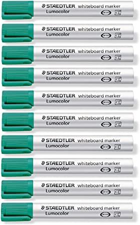 Ten Home Office Space NZ Whiteboard Bullet-Tip Markers with bold colors and smooth writing, featuring green caps and printed labels, are lined up in two vertical columns.